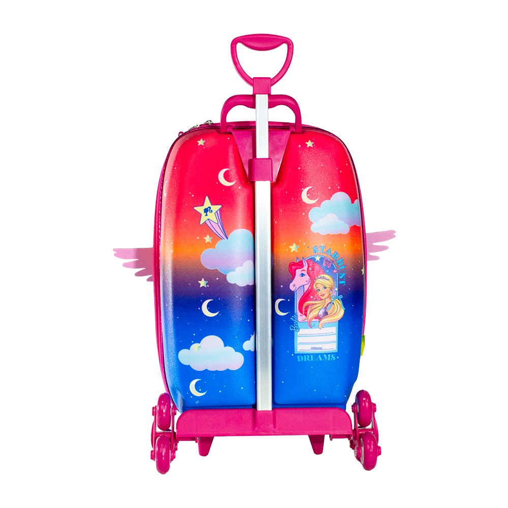 Mala Infantil Barbie Pegasus 3D Rodinhas Multicolorida Tamanho Pequeno Escolar Viagem - Imagem 10