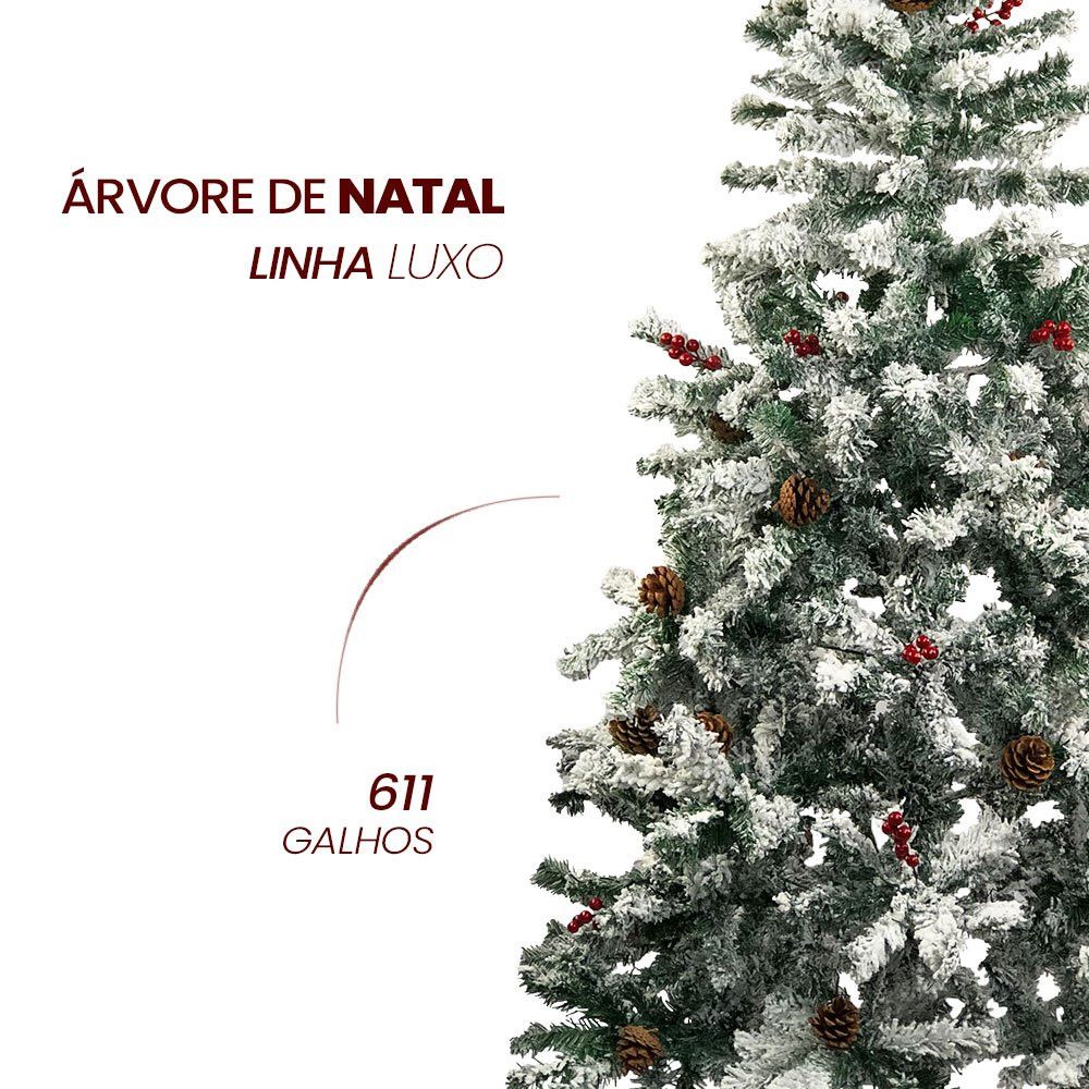 Árvore de Natal 1,80m Luxo Verde 611 Galhos Pinheiro Favorito Decorativa Natal - Imagem 4