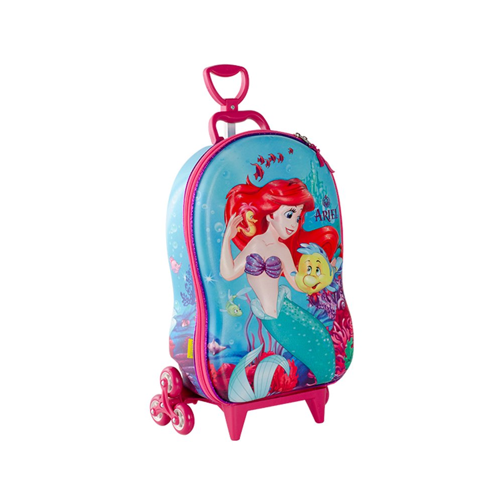 Mala Infantil Pequena Sereia 3D Verde com Rodinhas Mala de Viagem Infantil Resistente e Leve - Imagem 2