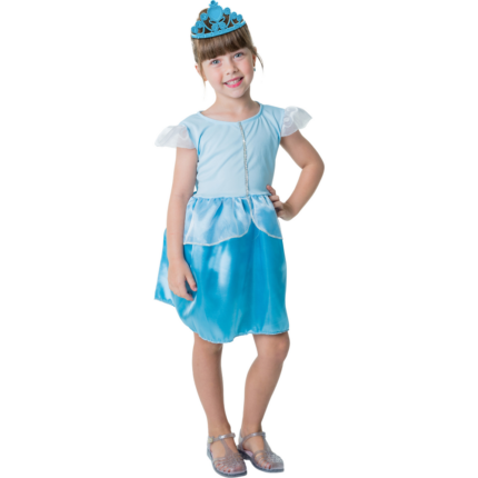 Kit Infantil Fantasia Princesa Azul GG Traje Completo Festa Corpo e Saia Princesinha