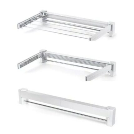 Varal Retrátil Dobrável 5 Varetas Branco | Compacto, Fixação Parede, Aço Resistente