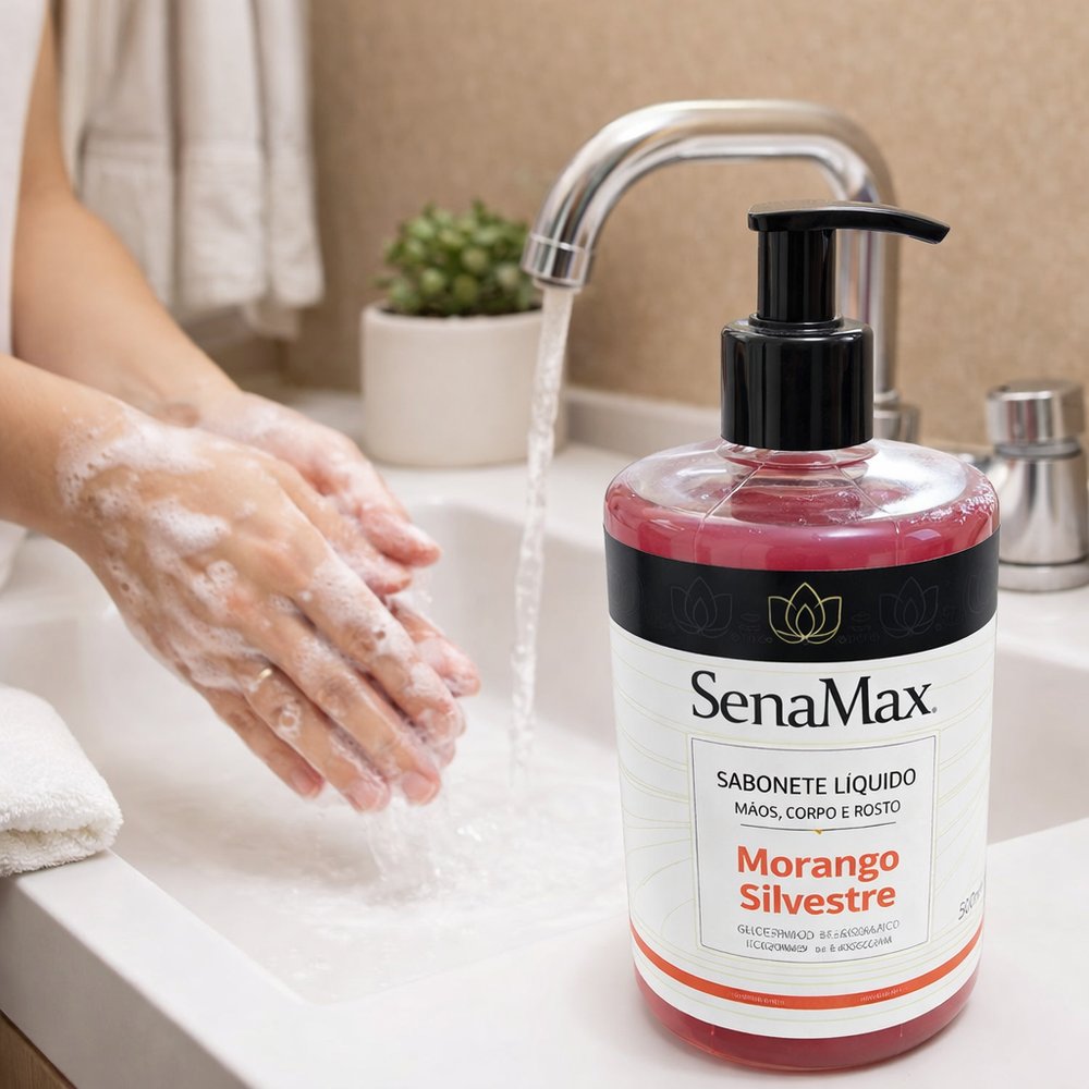 Sabonete liquido para Mãos, corpo e rosto de Morango Silvestre 500ml - vermelho - Imagem 3