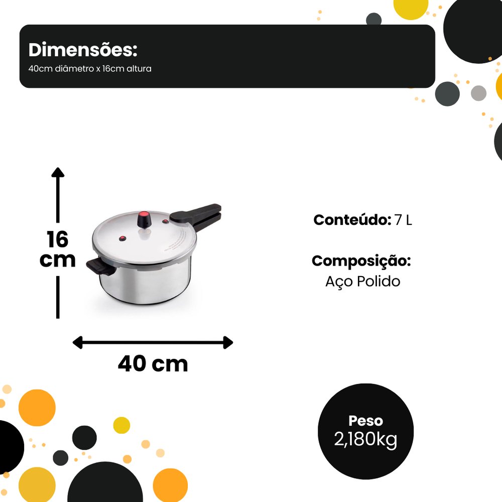 Panela de Pressão 7 Litros Fechamento Externo Alumínio Alta Pressão Cozinha Segura - Imagem 5