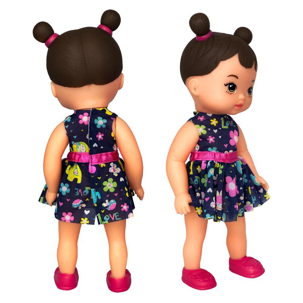 Boneca Hannah Suquinho com Copo 30cm Corpo Macio Roupas Coloridas Acessórios Inclusos - Imagem 4