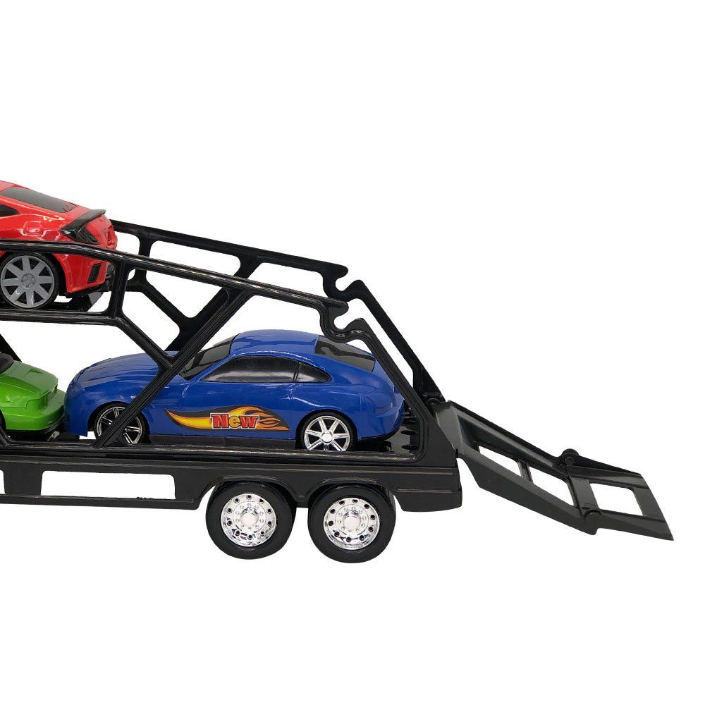 Caminhão Cegonheiro Grande Azul com 3 Carrinhos de Brinquedo Infantil Resistente e Realista - Imagem 2