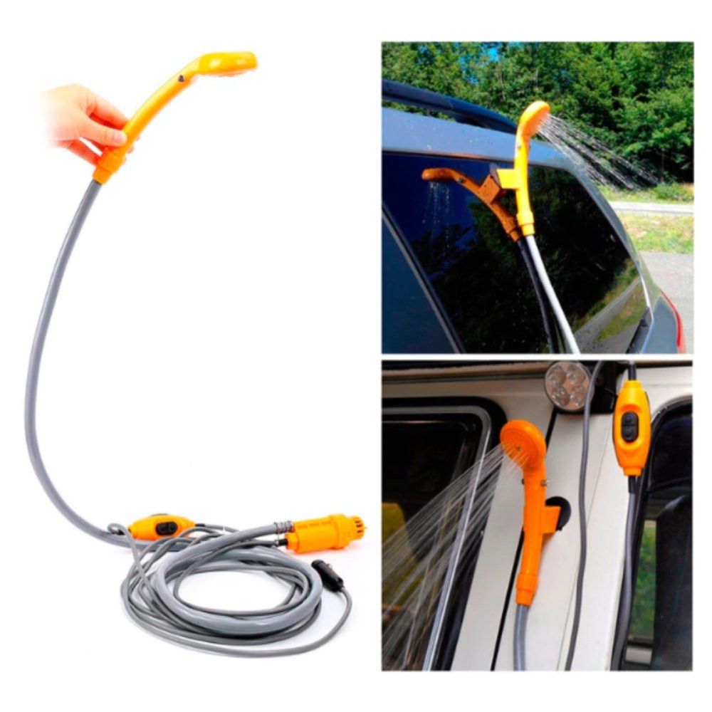 Chuveiro Portátil para Camping 12V Laranja com Acendedor de Carro Bomba Elétrica Automotiva - Imagem 11