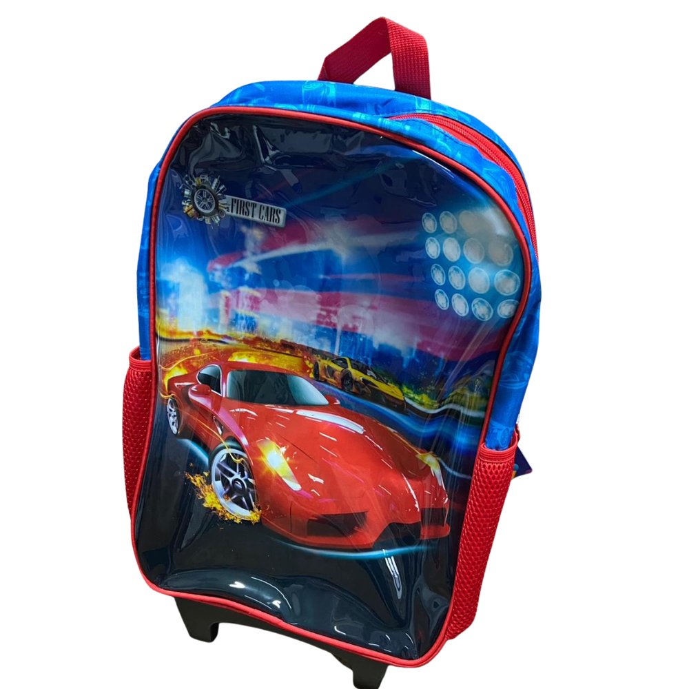 Mochila Infantil de Rodinhas Carros Sortida Resistente Escolar Masculina Grande - Imagem 4