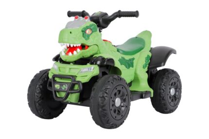 Quadriciclo Elétrico Infantil 6V Dinossauro Rex Verde Bateria Recargável Rodas Estáveis