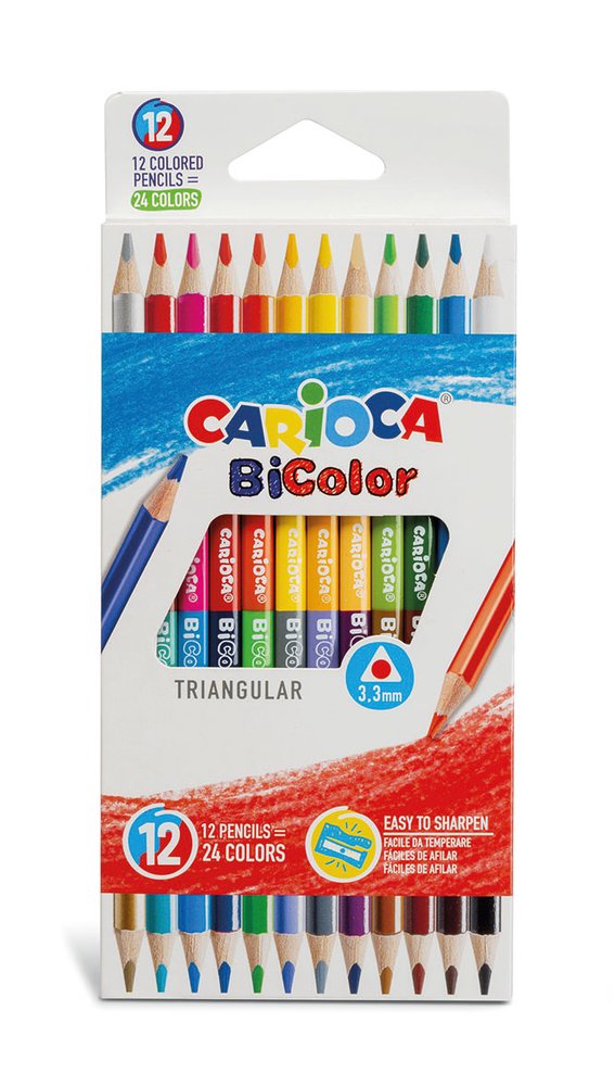Kit 24 de Lápis de Cor de Madeira BiColor Duas Cores - Imagem 2