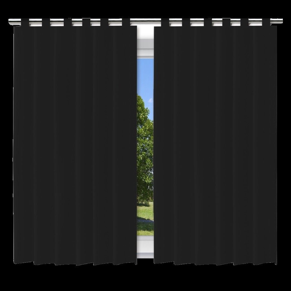 Cortina Blackout Preto 280x280cm Tecido 100% Poliéster Bloqueio Luz Varão Alça - Imagem 3