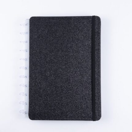 Caderno Shine Disco Reposicionável Preto Grande G Capa Dura Disko