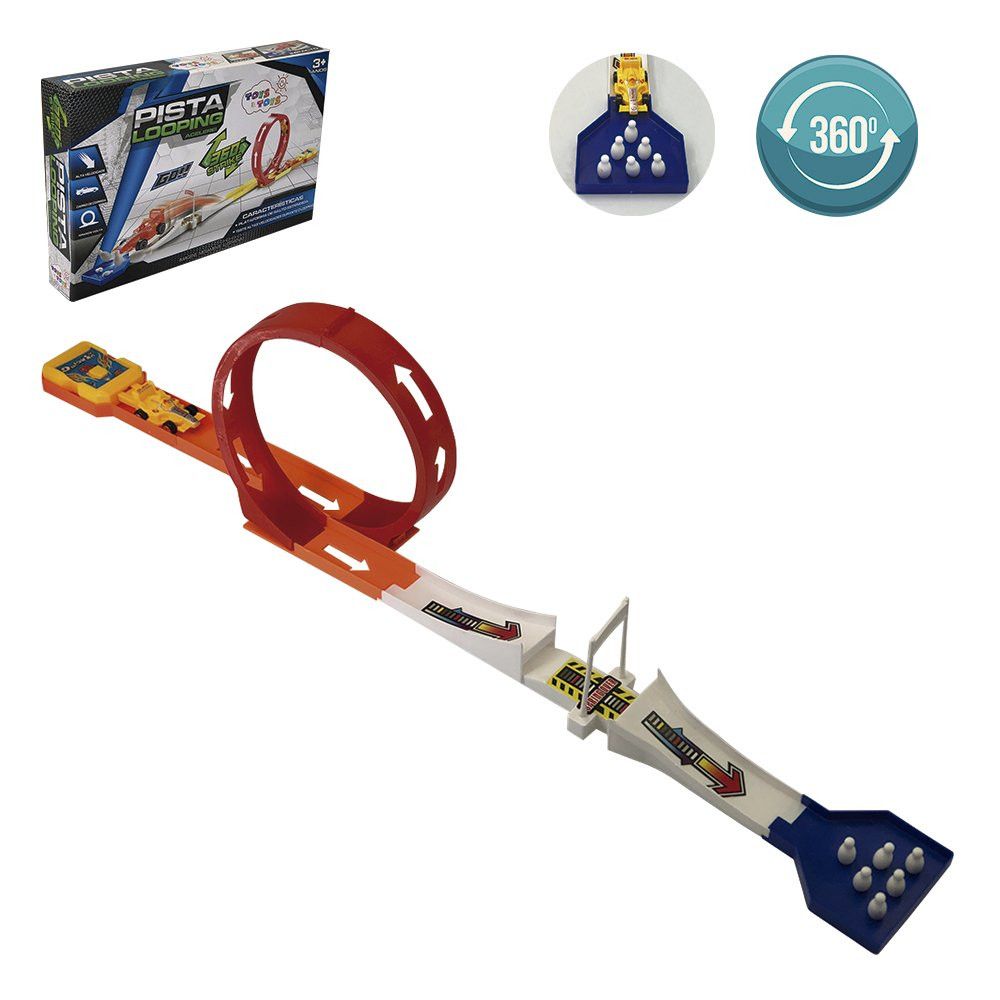 Pista de Carrinho Strike com Looping 360° e 4 Carrinhos Multicoloridos Brinquedo Infantil - Imagem 2