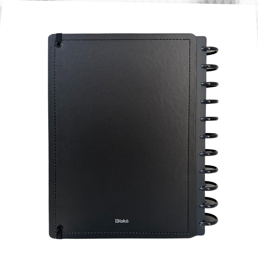Caderno Inteligente Disco Médio 60 Folhas Reposicionáveis Capa Dura Preto Elástico Disko - Imagem 2