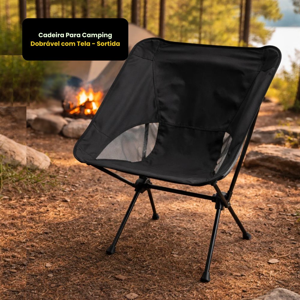 Cadeira para Camping Portátil Dobrável Sortida com Estrutura de Aço e Bolsa de Transporte - Imagem 5