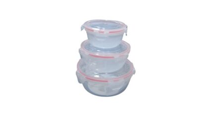 Conjunto 3 Potes Herméticos Redondos Multiuso Transparente Tampa Vedação Hermética Cozinha