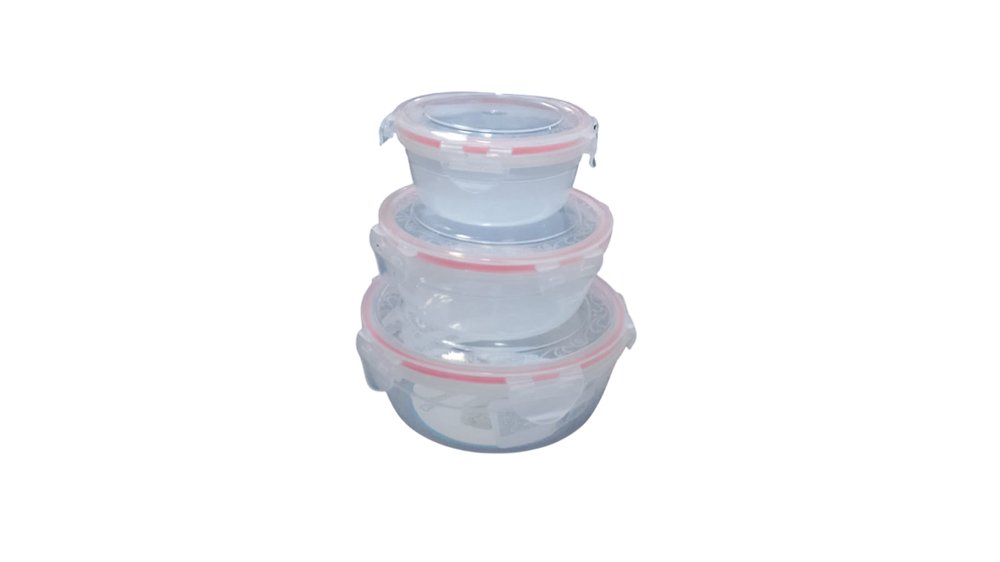 Conjunto 3 Potes Herméticos Redondos Multiuso Transparente Tampa Vedação Hermética Cozinha