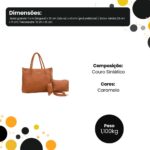 Kit 3 Peças Bolsa Feminina Tote Caramelo Conjunto Bolsa Transversal Carteira Moderna - Imagem 2