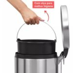 Lixeira Inox Redonda Multiuso 12 Litros Com Tampa Aço Inoxidável Residencial Cozinha