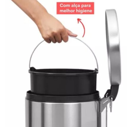 Lixeira Inox Redonda Multiuso 12 Litros Com Tampa Aço Inoxidável Residencial Cozinha