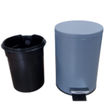 Lixeira Redonda com Pedal 5 Litros Aço Inox Multiuso Cinza Matte Compacta para Banheiro Cozinha