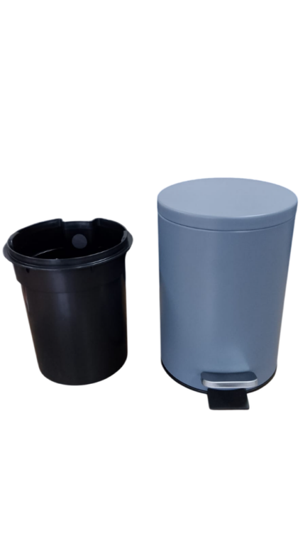 Lixeira Redonda com Pedal 5 Litros Aço Inox Multiuso Cinza Matte Compacta para Banheiro Cozinha
