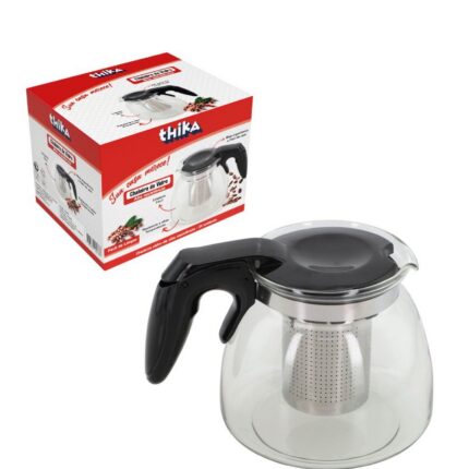 Chaleira de Vidro 350ml Preta Resistente com Tampa de Silicone para Chá Café e Infusões