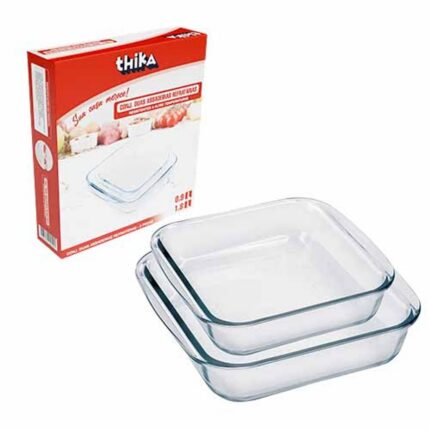 Kit 2 Assadeiras de Vidro Retangular Refratárias 33x23cm Temperado Forno Micro-ondas