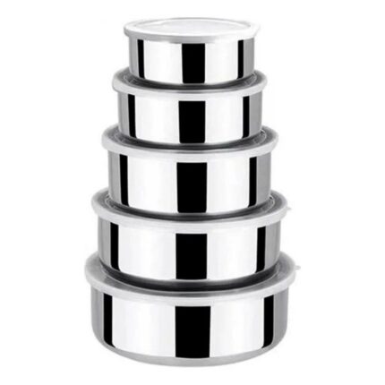 Conjunto 5 Potes Herméticos Bavaria Inox Tampa Vedação Armazenamento Alimentos Cozinha
