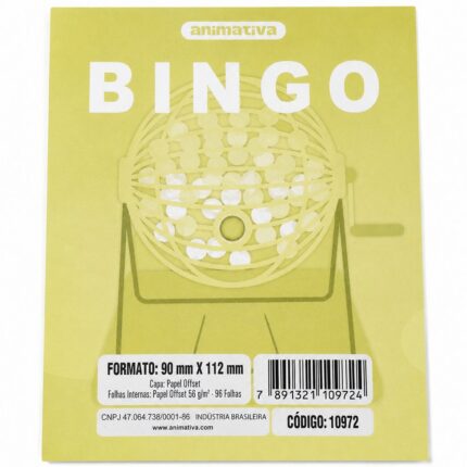 Cartela de Bingo 96 Folhas - Amarela