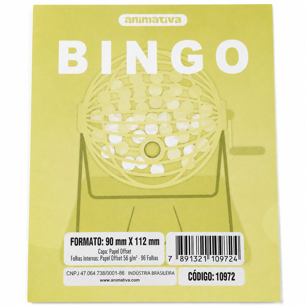 Cartela de Bingo 96 Folhas - Amarela