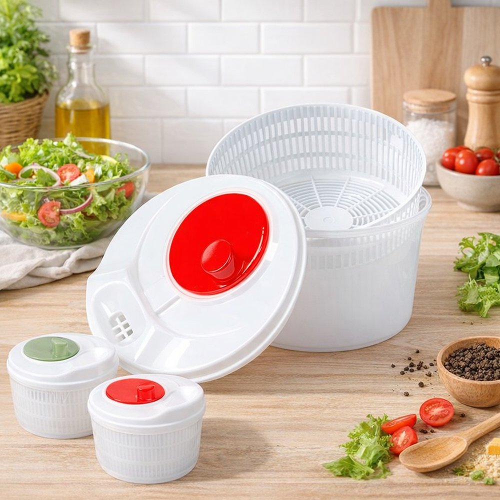Centrifugador Manual de Salada com Escorredor Sortida 5L Plástico Resistente Cozinha - Imagem 2