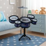 Mini Bateria de Brinquedo Infantil com 5 Tambores Sortida - Material Plástico Resistente
