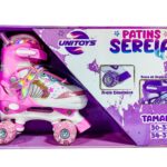 Patins Infantil Sereia com LED Rosa, Tamanho Ajustável, Rodas Silenciosas e Seguro para Crianças