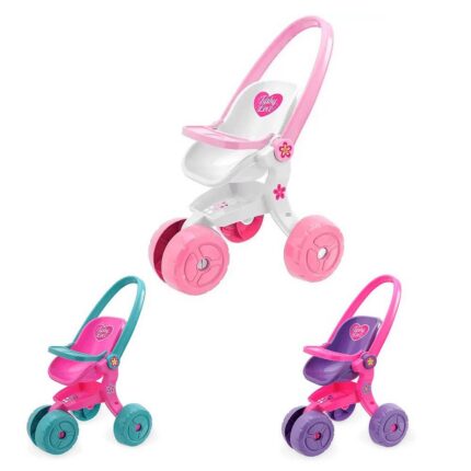 Carrinho de Boneca Baby Love Sortido com Cinto de Segurança e Estrutura Resistente para Crianças