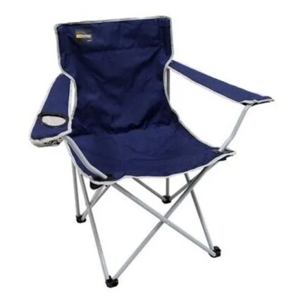 Cadeira Dobrável Camping Azul Resistente Portátil Praia Pesca Mochila 100kg