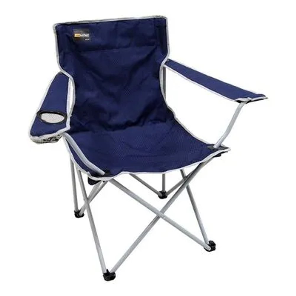 Cadeira Dobrável Camping Azul Resistente Portátil Praia Pesca Mochila 100kg