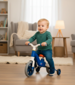 Bicicleta Infantil de Equilíbrio 2 em 1 Azul com Rodinhas Removíveis e Quadro Resistência