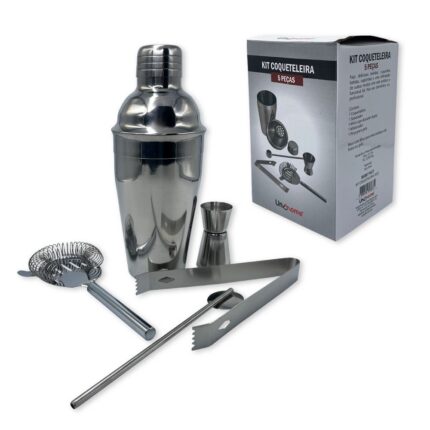 Kit Bar 5pçs Coqueteleira Profissional Aço Inox 550ml Completo Para Caipirinha Bartender