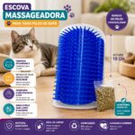 Escova Massageadora Para Gatos com Catnip - Azul