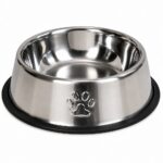 Comedouro Antiderrapante Redondo Para Cachorro e Gato 30cm - Inox