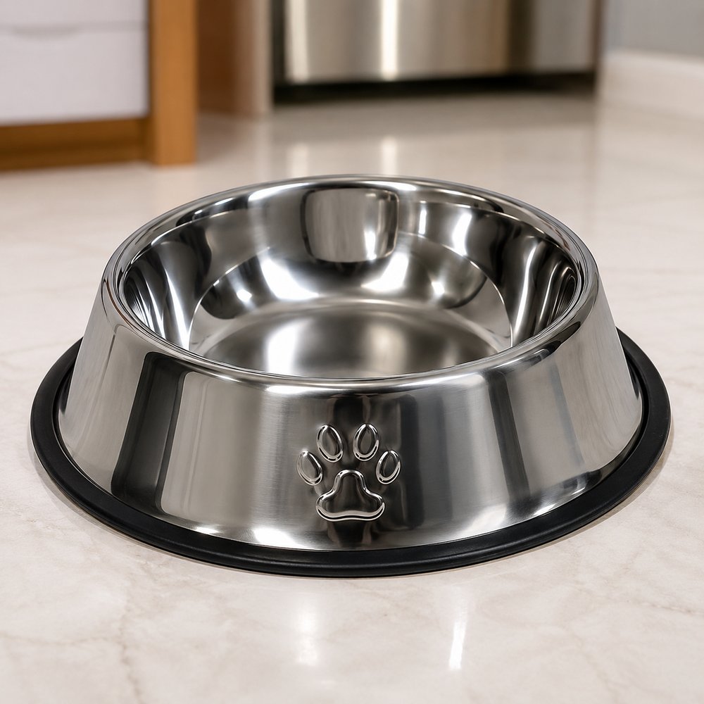 895288_prep_1779754071619_3-1.jpg Comedouro Antiderrapante Redondo Grande Para Cachorro e Gato - Inox - Imagem 1