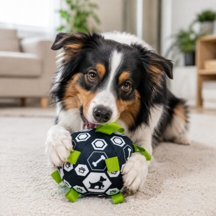Bola com de Pelúcia com Sino Para Pet - Preta