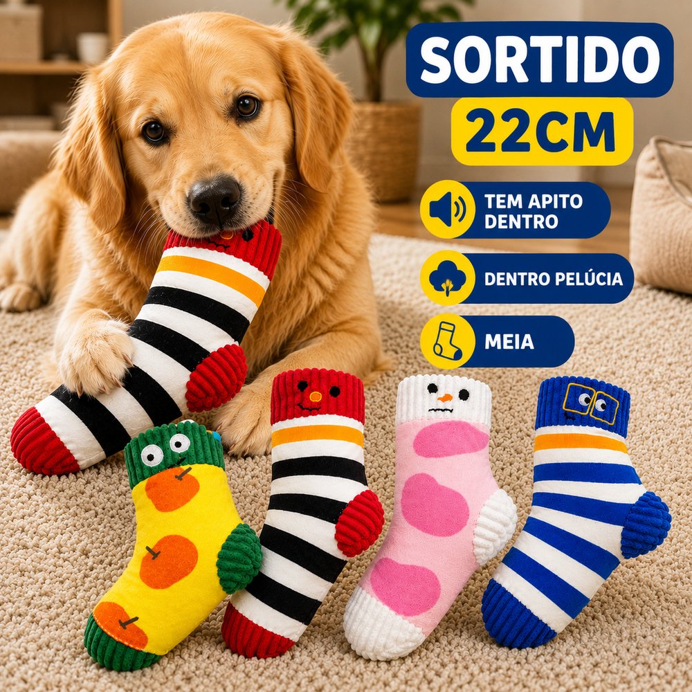 895486_prep_1779754071619_4-1.jpg Brinquedo Pet Meia Pelúcia com Apito 22cm - Sortido - Imagem 1