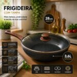 Frigideira com Tampa Revestida Nanocerâmico 28cm- Preta