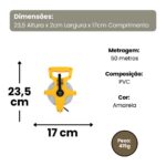Fita Métrica com Manivela e Alça 50 Metros Amarela Trena Profissional Precisão Alta