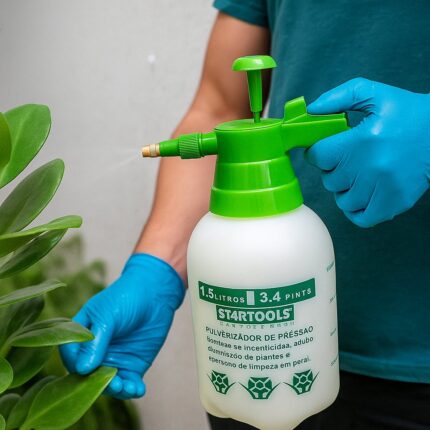 Pulverizador de Pressão 1,5L Verde Manual Jardim Agrícola com Bico Ajustável
