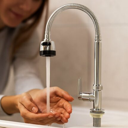 Torneira de Mesa Gourmet Inox com Ducha Retrátil Para Cozinha 360° Alta Pressão 100% Aço Inox