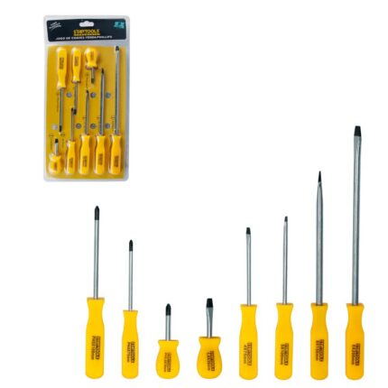 Jogo 8 Chaves de Fenda e Philips Kit com Chaves Precisão Aço Carbono Ferramentas Manuais