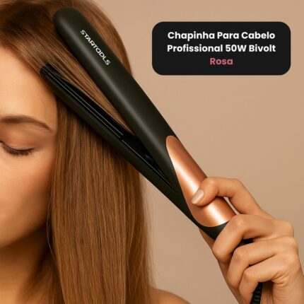 Chapinha Para Cabelo Profissional 50W Bivolt Rosa Cerâmica Alisadora Rápida Fácil Uso