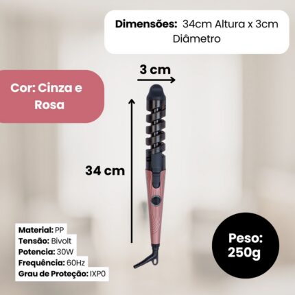 Modelador de Cachos de Cabelo 30W Bivolt Profissional Sortido Cerâmica Timer 30s